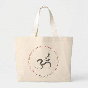 Bolsa Tote Grande Simples Zen Yoga Om Calliografia Logotipo Silhouet