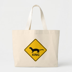 Bolsa Tote Grande Sinal da estrada do cruzamento da doninhas/doninha