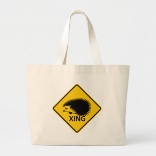 Bolsa Tote Grande Sinal da estrada do cruzamento do ouriço