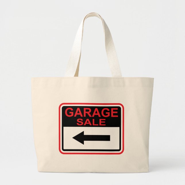 Bolsa Tote Grande Sinal da venda de garagem este vetor da seta da (Frente)