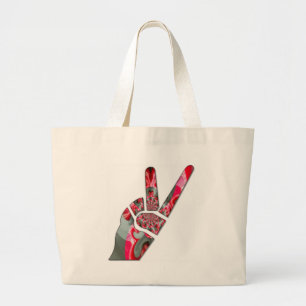 Bolsa Tote Grande Sinal de paz com a mão