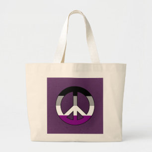 Bolsa Tote Grande Sinal de paz de assexualidade mochila