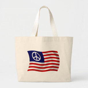 Bolsa Tote Grande Sinal de Paz dos Estados Unidos Bandeira Tote Bag