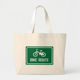 Bolsa Tote Grande Sinal de rota de bicicleta
