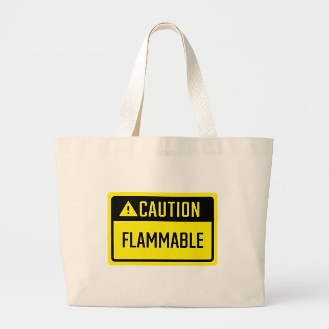 Bolsa Tote Grande Sinal inflamável de precaução (Frente)