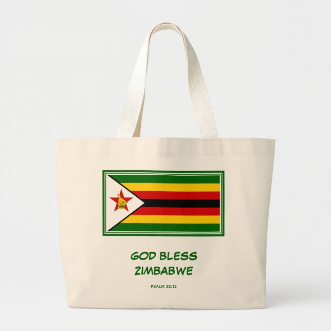Bolsa Tote Grande Sinalizador ZIMBABWE deus abençoe (Frente)