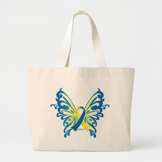 Bolsa Tote Grande Síndrome de Down Fita da Borboleta (Frente)