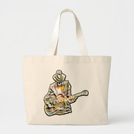 Bolsa Tote Grande Sinta os Blues - Design de violão artístico