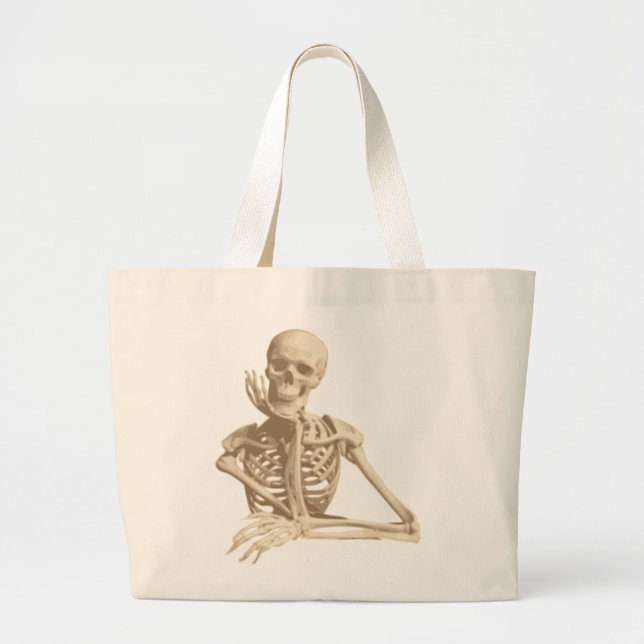 Bolsa Tote Grande Skeleton engraçado (Frente)