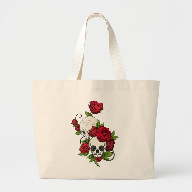 Bolsa Tote Grande Skulls Rosa Día de Muertos (Frente)