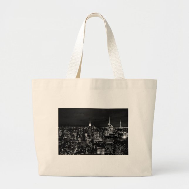 Bolsa Tote Grande Skyline da Nova Iorque Night (Frente)