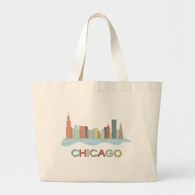 Bolsa Tote Grande Skyline de Chicago (Frente)