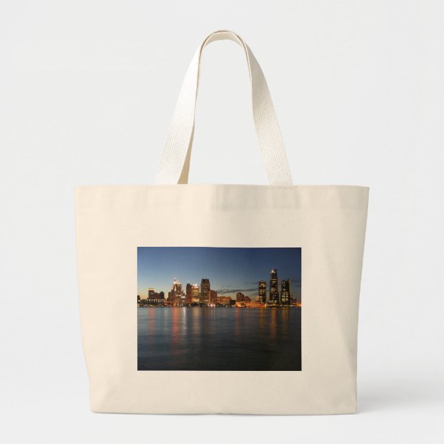 Bolsa Tote Grande Skyline de Detroit (Frente)