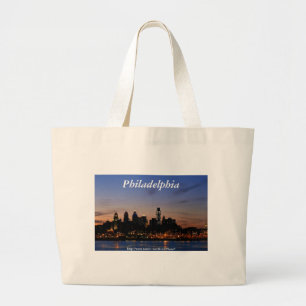 Bolsa Tote Grande Skyline de Philadelphfia no saco crepuscular