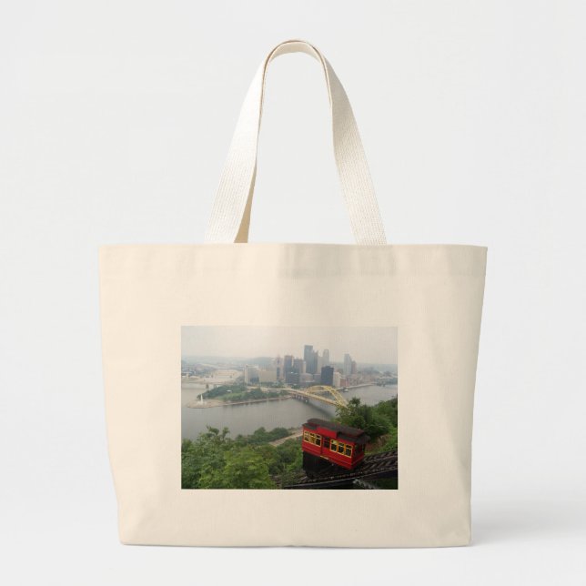 Bolsa Tote Grande Skyline de Pittsburgh (Frente)