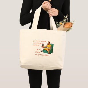 Bolsa Tote Grande SlipperyJoe socializando festa de bebida vintage m