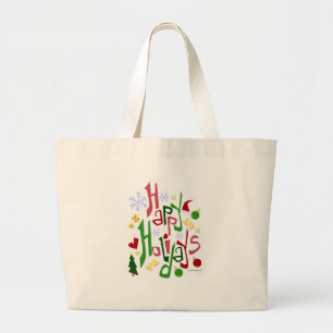 Bolsa Tote Grande Slogan de Natal Feriado