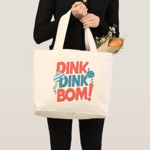 Bolsa Tote Grande Slogan Dink Boom Engraçado Pickleball