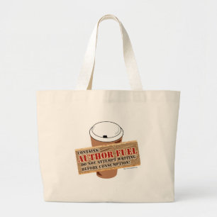 Bolsa Tote Grande Slogan do Autor Fuel Coffee Time Writer