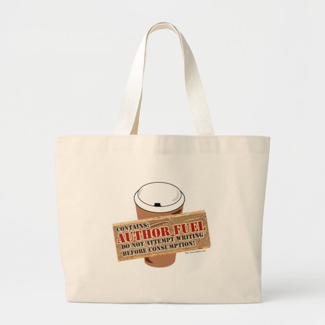 Bolsa Tote Grande Slogan do Autor Fuel Coffee Time Writer (Frente)