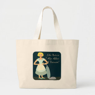 Bolsa Tote Grande Snarky Anti Vacuum Slogan Mulher doméstica Kitsch 