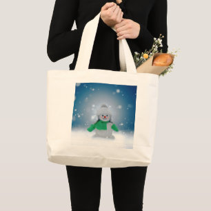 Bolsa Tote Grande Snowman de inverno de Natal SlipperyJoe echarme