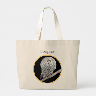Bolsa Tote Grande Snowy Owl e pintura de lua Arte original de aves s