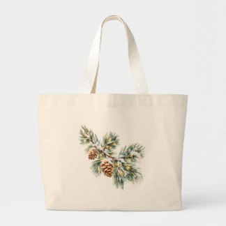 Bolsa Tote Grande Snowy Pine Branch