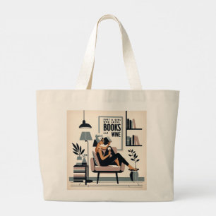 Bolsa Tote Grande Só uma garota que ama livros e vinho