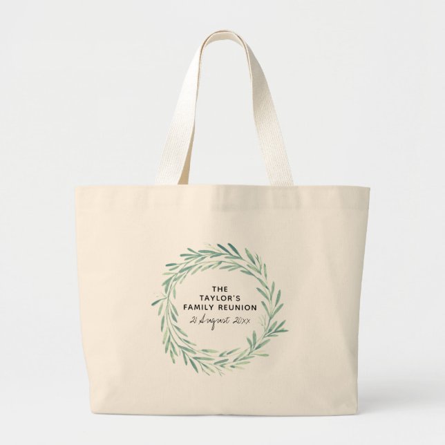 Bolsa Tote Grande Solha de Aquarela da Família Foliage Elegante (Frente)