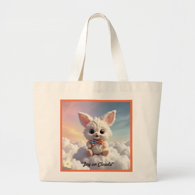 Bolsa Tote Grande "Sonhos Brancos Fluffy" (Frente)
