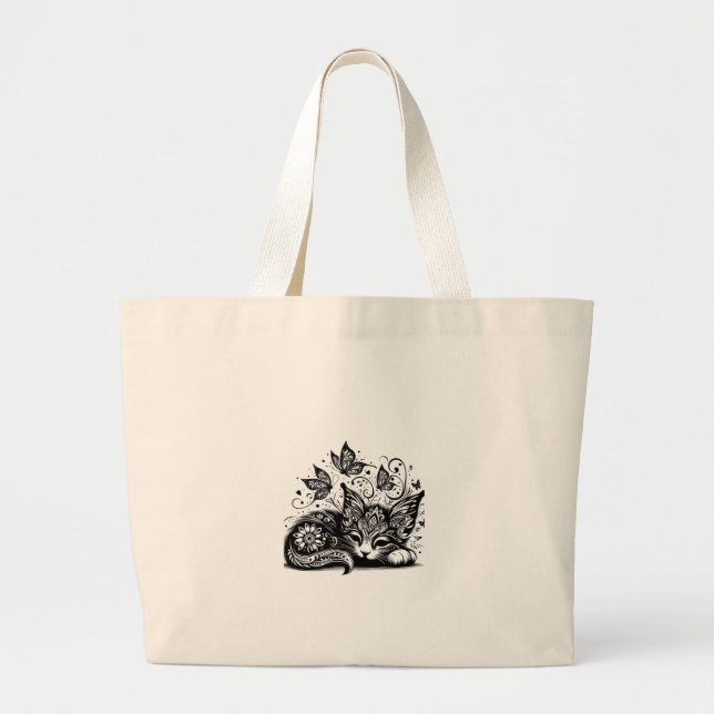 Bolsa Tote Grande Sonhos de Gatinho (Frente)