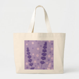 Bolsa Tote Grande Sonhos de lavanda - Púrpura Elegante e Pata Floral