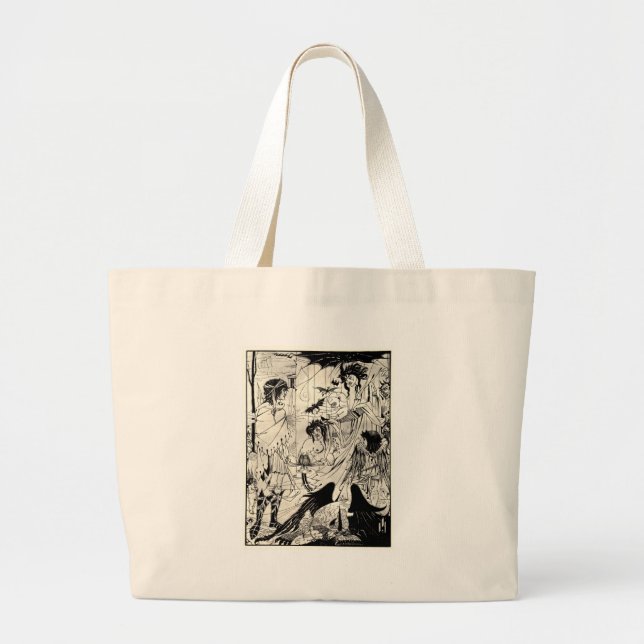 Bolsa Tote Grande Sonhos por Aubrey Beardsley (Frente)