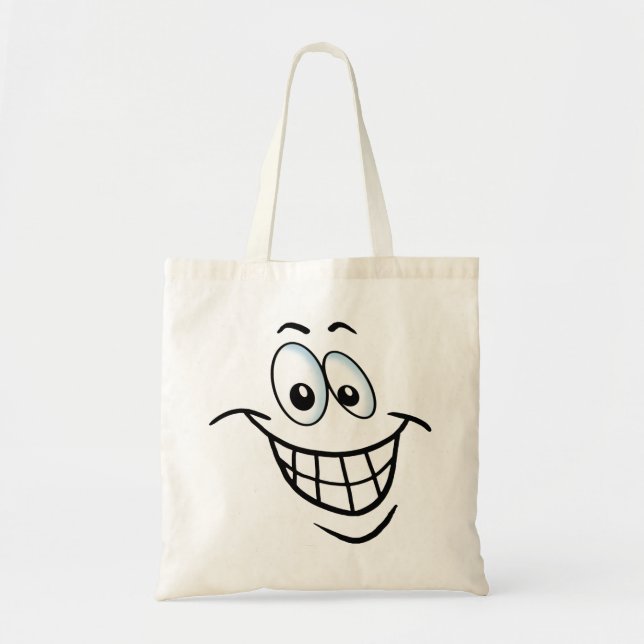 Bolsa Tote Grande Sorriso de Cartoon (Frente)