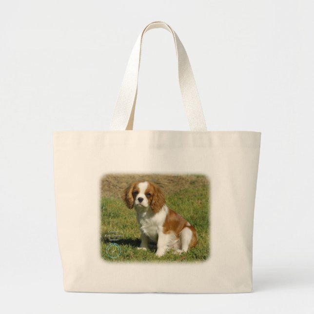 Bolsa Tote Grande Spaniel de rei Charles descuidado (Frente)