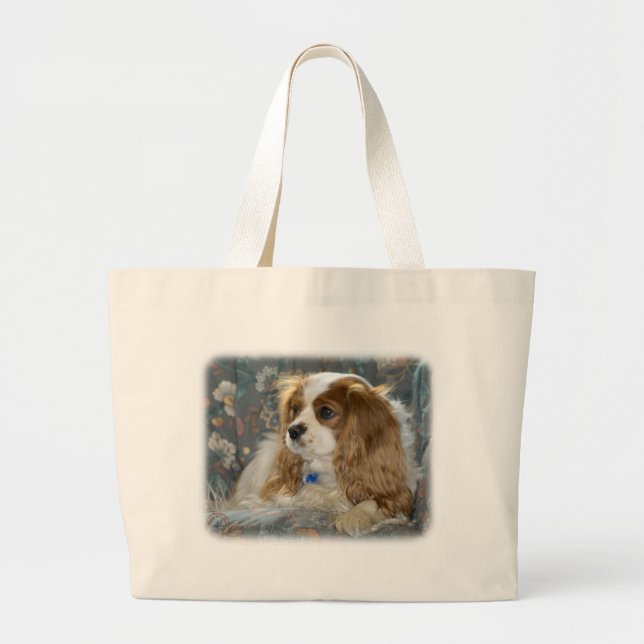 Bolsa Tote Grande Spaniel de rei Charles descuidado 8R16D-01 (Frente)