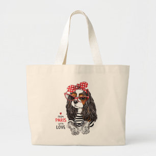 Bolsa Tote Grande Spaniel de rei Charles descuidado de Paris com