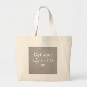 Bolsa Tote Grande Sparkles do falso & brilho - branco de creme