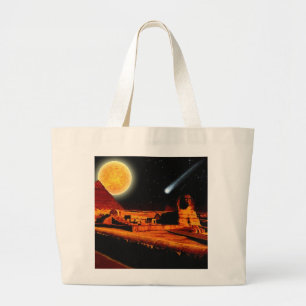 Bolsa Tote Grande Sphinx & Moon sobre as Pirâmides de Giza egípcias