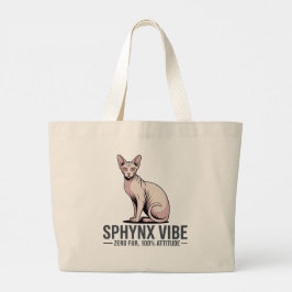 Bolsa Tote Grande Sphynx Cat Vibe Under Sunlight Art