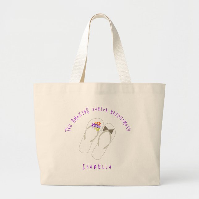Bolsa Tote Grande Sra & Sr Chinelo de Dedo Flores Saco de Praia para (Frente)