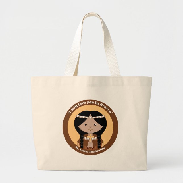 Bolsa Tote Grande St. Kateri Tekakwitha (Frente)