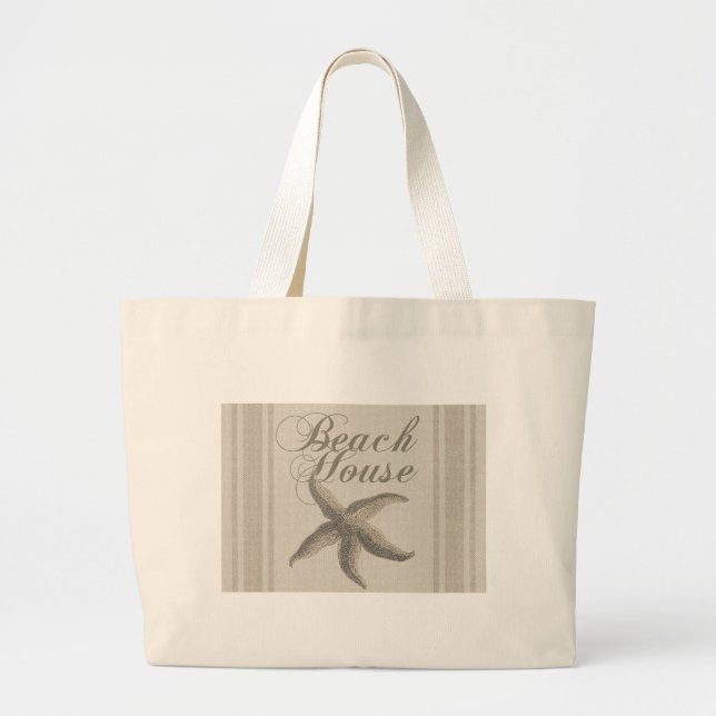 Bolsa Tote Grande Starfish Beach House Seashore Coastal (Frente)