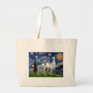 Bolsa Tote Grande Starry Night com Dois Lhamas