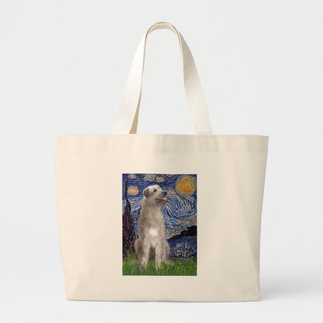 Bolsa Tote Grande Starry Night - Irish Wolfhound (Frente)