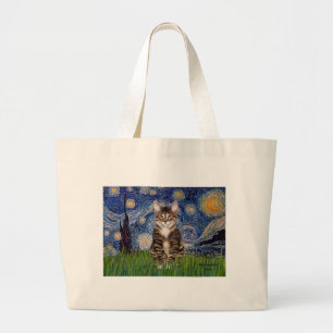Bolsa Tote Grande Starry Night - Tabby Tiger cat 30