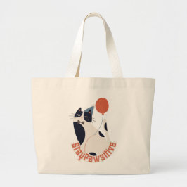Bolsa Tote Grande Stay Pawsitive Jumbo Tuxedo Cat Birthday Party 