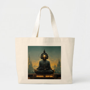 Bolsa Tote Grande Steampunk Meditando Buda