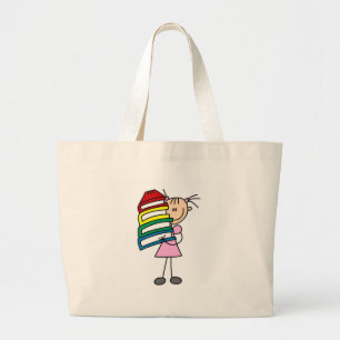 Bolsa Tote Grande Stick Girl com livros